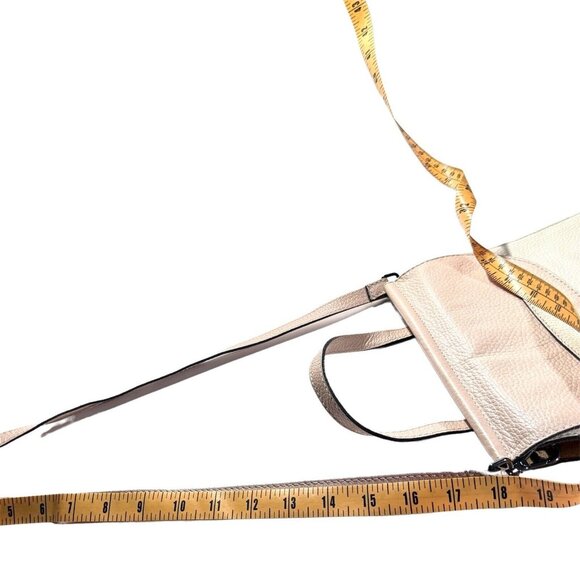 Vittoria Napoli Crossbody Bag Pebble Leather Blush Taupe Satchel Adjustable Gift - Picture 6 of 11